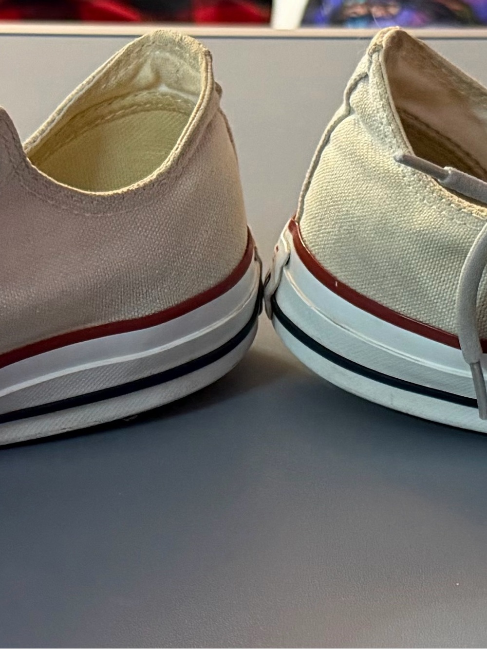 Converse Cream Canvas Low-Top Sneakers with Red Trim - Picture 2 of 5